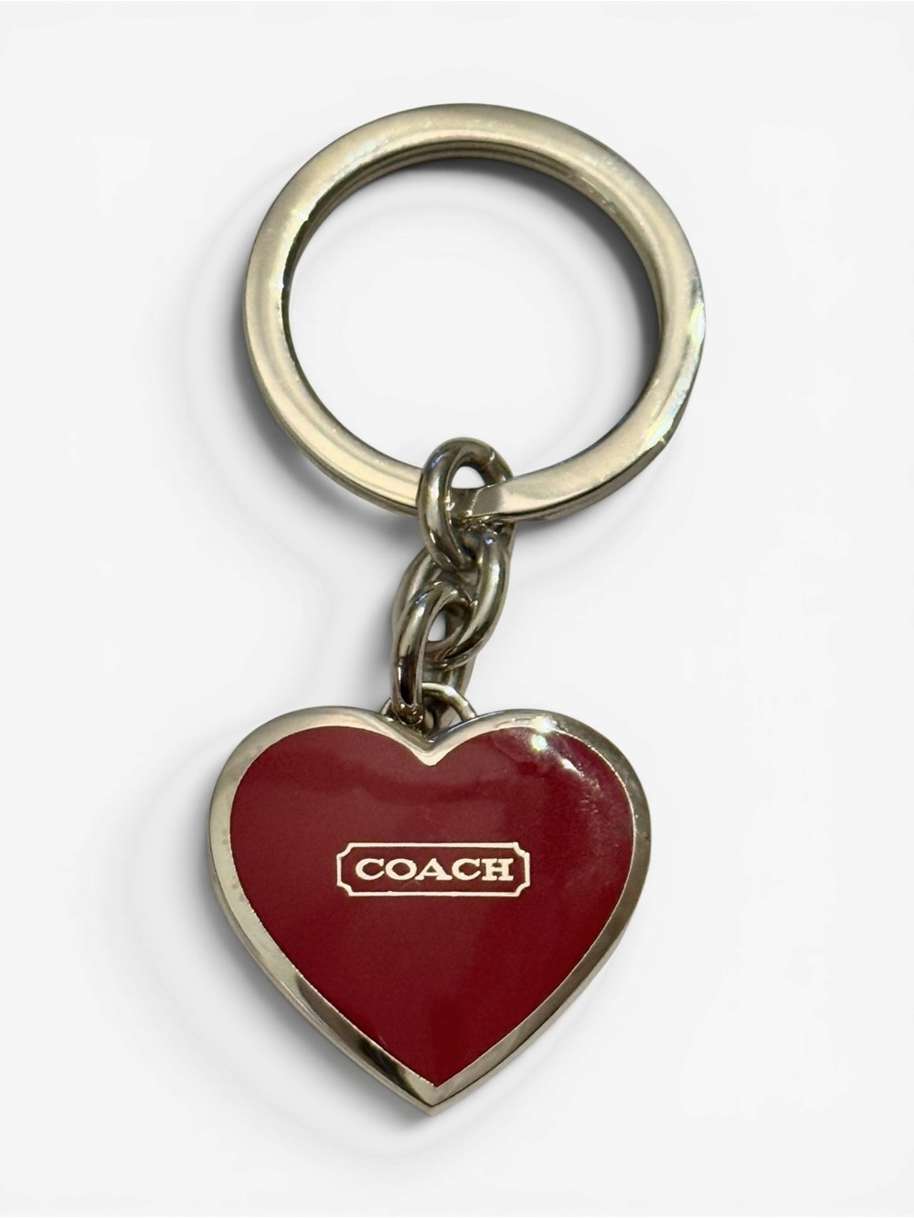 Vintage Coach Signature Red Heart Locket Purse Charm Keychain (Style #1657)